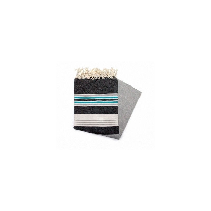 Fouta Djerba black gray & turquoise the colorful ones
