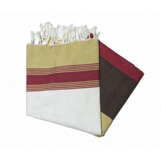 Fouta flat Tozeur yellow burgundy white & black the colored ones