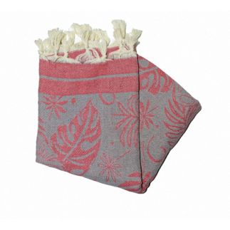 fouta jacquard palm red and gray