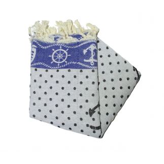 fouta jacquard anchor azul marino y negro