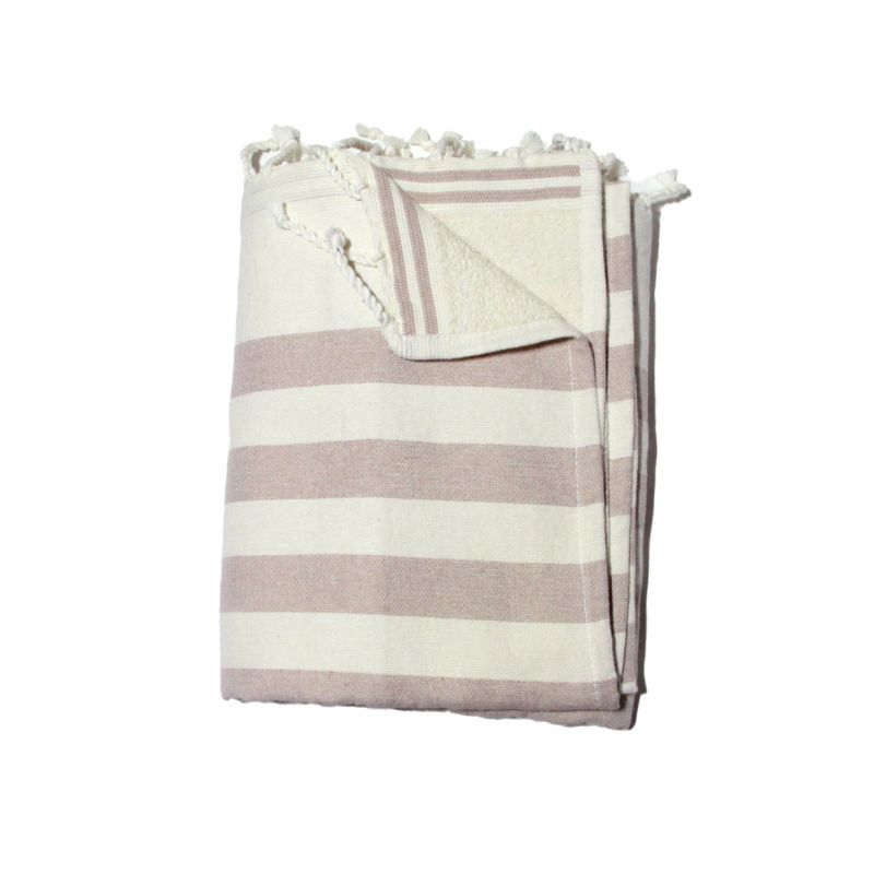 fouta doublée corfou sable & taupe