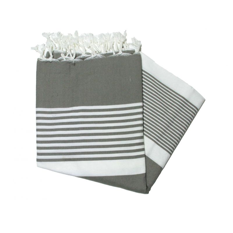 Fouta piatto Bizerte kaki grigio rigato