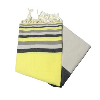 Fouta plate sousse jaune, havane, sable &noir