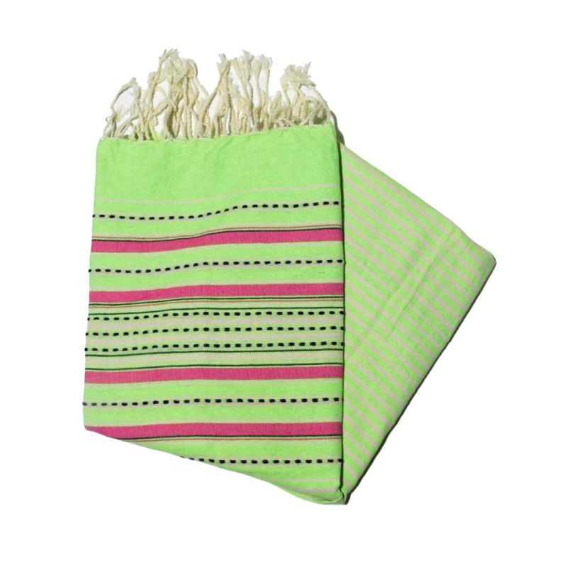 fouta berbère vert flash & fuschia les colorées