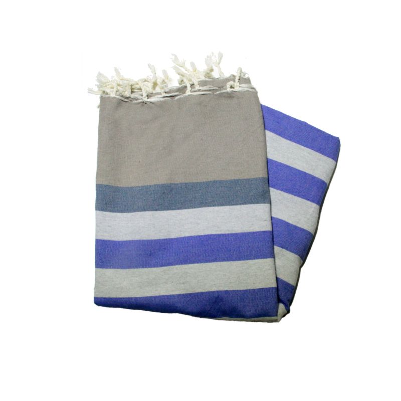 Fouta plana Kerouan topo, azul pato, gris claro y azul griego los de colores