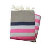 Kerouan flat fouta taupe, navy, gray & fuschia