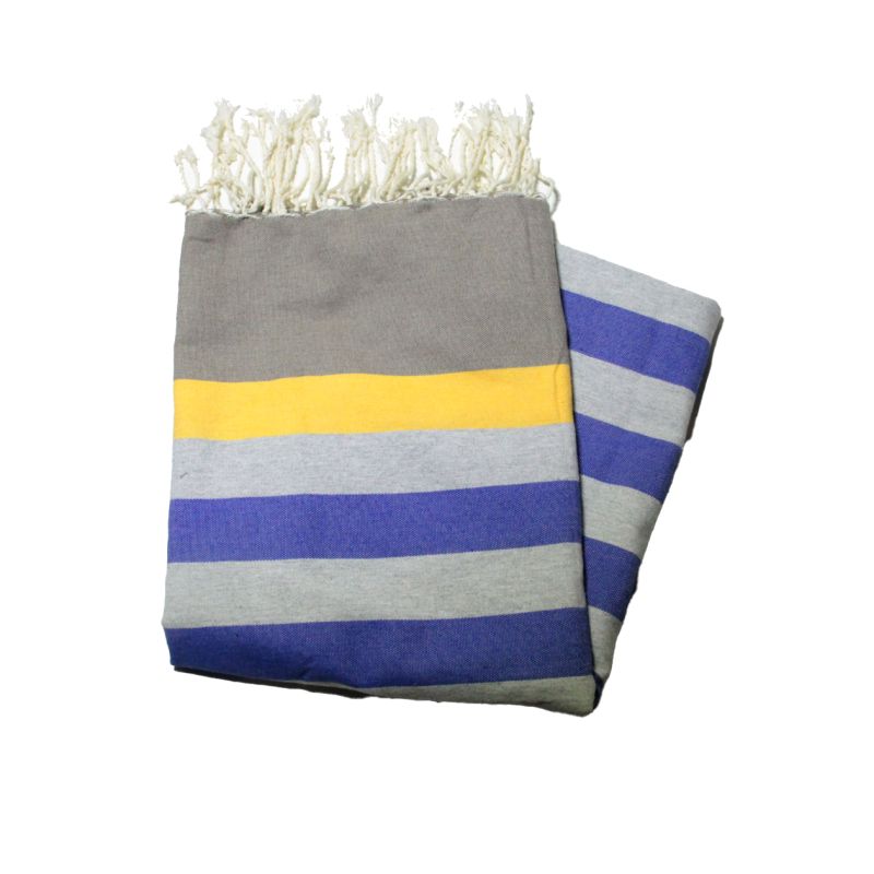 Fouta piatto Kerouan tortora, giallo, grigio e blu greco quelli colorati