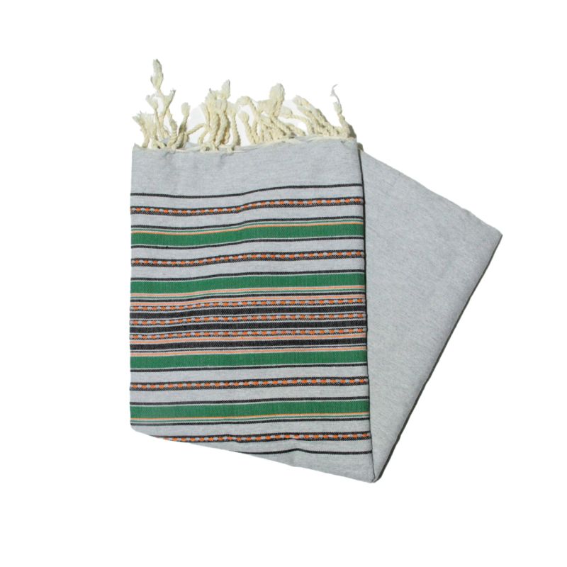 fouta berbère gris vert & orange les colorées