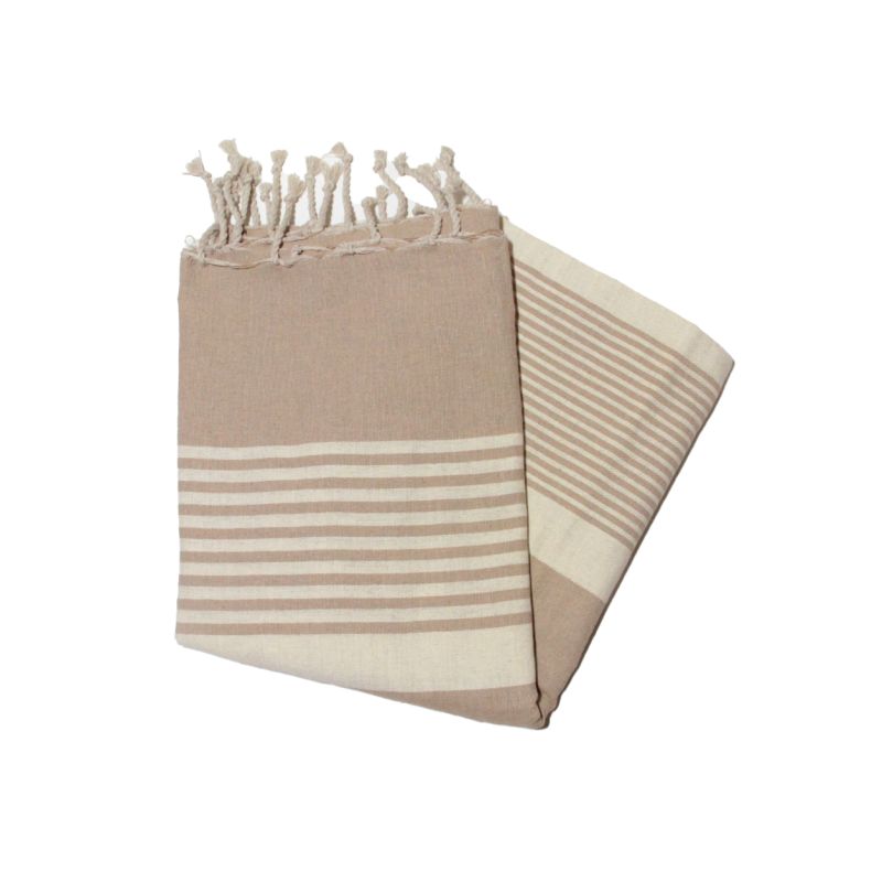 Fouta plate Bizerte taupe les rayées