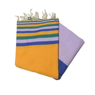 Fouta plana sousse azafrán, lila, verde y azul griego en 5 colores