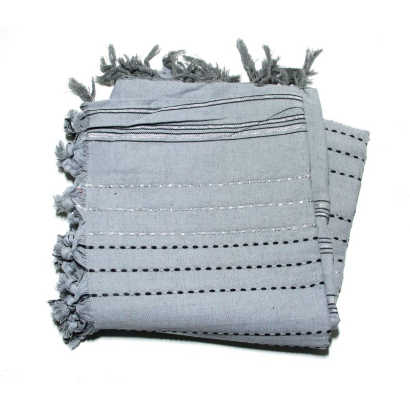 Fouta 2x3 m Lurex mittelgrau & silber