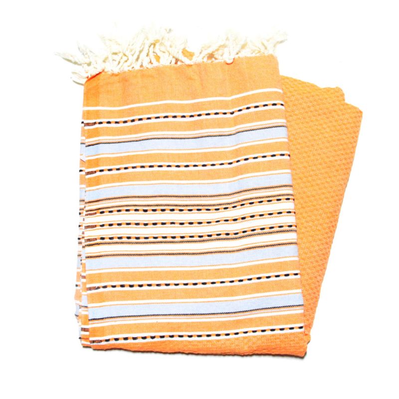 fouta berbère nid d'abeilles orange les colorées