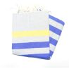 Fouta plana Kerouan gris claro, azafrán y azul griego