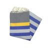 Fouta plana de Kerouan, cinza médio, amarelo, cinza e azul grego