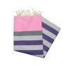 Fouta piatta Kerouan in rosa Malabar, grigio medio, grigio chiaro e...