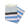 Fouta plana Kerouan gris claro, antracita, rosa pálido y azul