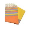 Flacher Fouta in Orange, Himmelblau, Safran und Taupe