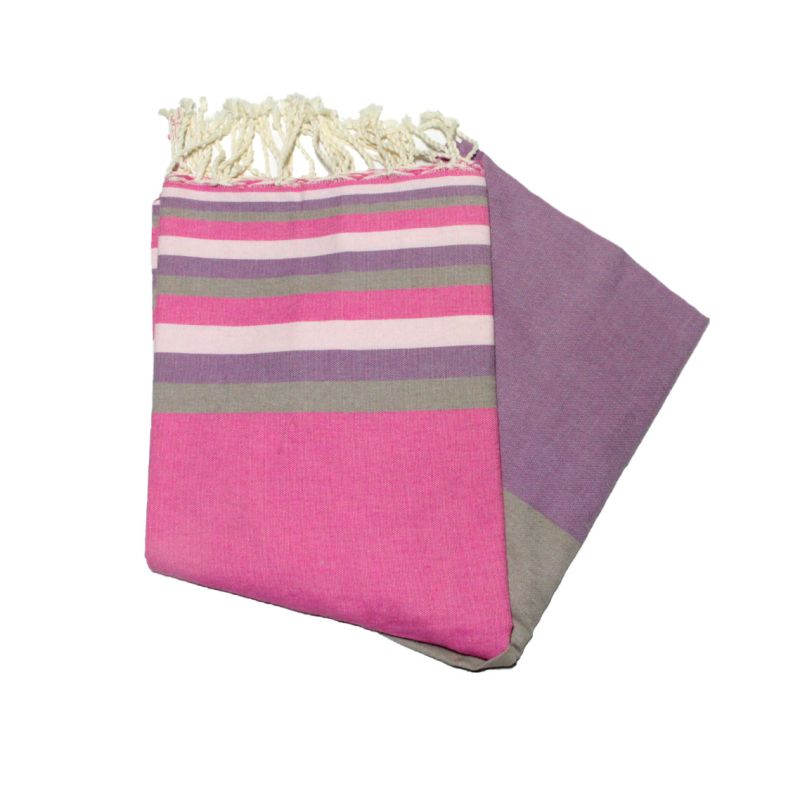 Fouta piatto Sousse fucsia, rosa pallido, lavanda e tortora