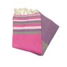 Fouta piatto Sousse fucsia, rosa pallido, lavanda e tortora