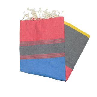 Tozeur blue, gray & red flat fouta