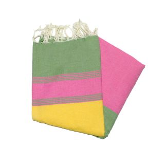 Tozeur flat fouta saffron, fuchsia & green