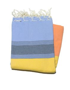 Tozeur flat fouta saffron, pink & navy